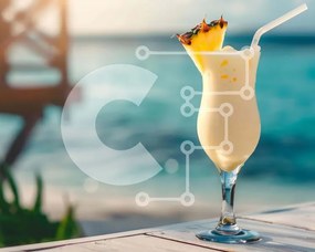 Σετ των 2 Intra Συλλεκτικό Ξύλινο Παζλ Plywood 4mm - Milkshake με ανανά δίπλα στον ωκεανό Σε Ξύλινο Κουτί - Διαστάσεις: 10x10 cm – 25 κομμάτια