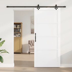 vidaXL Συρόμενη Πόρτα με Σετ Εξαρτημάτων 'ORKDAL' Λευκή Μασίφ Ξύλο Πεύκου