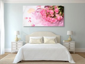 Εικόνα ρομαντικό ροζ μπουκέτο με τριαντάφυλλα - 100x50