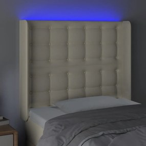 vidaXL Κεφαλάρι Κρεβατιού LED Κρεμ 103x16x118/128 εκ. Συνθετ. Δέρμα