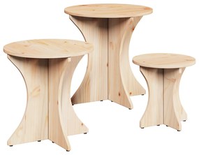 vidaXL Τραπεζάκι σαλονιού 3 pcs Φυσικό 46 x 46 x 47 εκ.