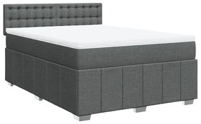 vidaXL Κρεβάτι Boxspring με Στρώμα Σκούρο Γκρι 140x200 εκ Υφασμάτινο