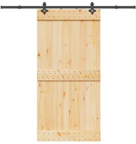 vidaXL Συρόμενη Μεσόπορτα με Μηχανισμό 100 x 210 εκ. Μασίφ Ξύλο Πεύκου