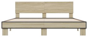 vidaXL Πλαίσιο Κρεβατιού Sonoma Δρυς 200x200 εκ. Επεξ. Ξύλο &amp; Μέταλλο