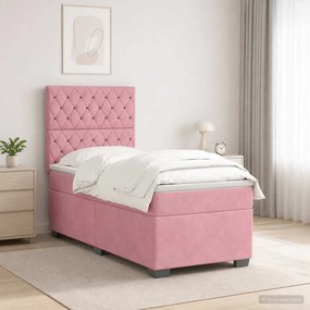 vidaXL Κρεβάτι box spring με στρώμα Ροζ 80 x 200 cm Βελούδο