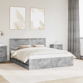 Σκελετός Κρεβατιού Σκυρόδεμα Γκρι 160 x 200 cm Μηχανήματος Ξύλο