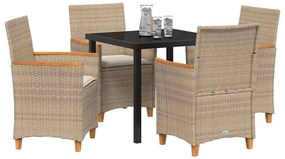 vidaXL Σέτ φαγητού για κήπο 5 pcs Μπεζ συνθετικό ρατάν