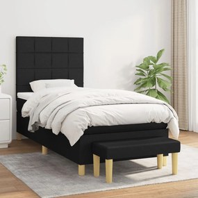 vidaXL Κρεβάτι Boxspring με Στρώμα Μαύρο 100 x 200 εκ. Υφασμάτινο