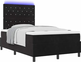 vidaXL LED Κρεβάτι με βάθρο με στρώμα Μαύρο 120 x 200 cm Βελούδο