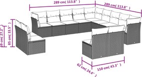 vidaXL Σετ Καναπέ Κήπου 13τεμ Μπεζ Συνθ. Ρατάν με Μαξιλάρια