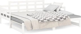vidaXL Καναπές Κρεβάτι Συρόμενος Λευκός 2x(80x200) εκ. από Μασίφ Πεύκο