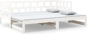 vidaXL Καναπές Κρεβάτι Συρόμενος Λευκός 2x(90x190) εκ. από Μασίφ Πεύκο