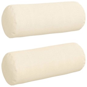 vidaXL Μαξιλάρια Στήριγμα 2 pcs Κρεμ Ø 25 x 70 cm Υφασμάτινο Κορντουρά