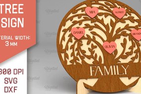 Intra απο ξύλο plywood 3mm-4mm πάχος - Σημάδι οικογενειακού δέντρου. 3D Laser Cut  Δίασταση 30x20 cm INTRAFABR-91119507