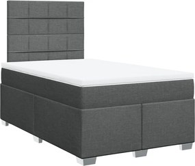 vidaXL Κρεβάτι Boxspring με Στρώμα Σκούρο Γκρι 120x200 εκ. Υφασμάτινο