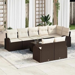 vidaXL Σετ Καναπέ Κήπου 9 pcs Καφέ και Λευκό συνθετικό ρατάν