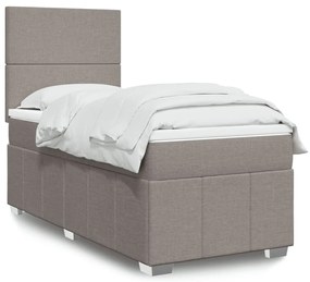 vidaXL Κρεβάτι Boxspring με Στρώμα Taupe 90x200 εκ. Υφασμάτινο