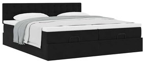 vidaXL Οθωμανικό κρεβάτι με στρώματα Μαύρο 200x200cm Velvet