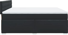 vidaXL Κρεβάτι Boxspring με Στρώμα Μαύρο 200x200 εκ. Συνθετικό Δέρμα