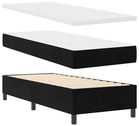 vidaXL Κρεβάτι με ελατήρια με στρώμα Μαύρο 80 x 200 cm Βελούδο