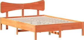 vidaXL Σκελετός Κρεβ. Χωρίς Στρώμα Καφέ Κεριού 135x190 εκ Μασίφ Πεύκο