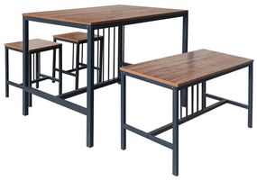 Σετ Τραπεζαρία (3+1) ArteLibre GOMTI Καφέ/Μαύρο MDF/Μελαμίνη 110x70x75cm-14370058