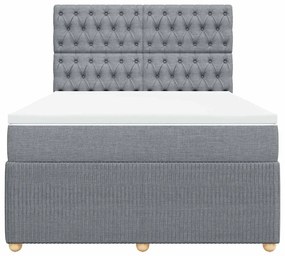 vidaXL Κρεβάτι Boxspring με Στρώμα Ανοιχτό Γκρι 140x190 εκ. Υφασμάτινο
