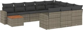 vidaXL Patio Sofa Set 10-θέσια Grey and Dark Grey