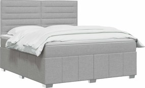 vidaXL Κρεβάτι box spring με στρώμα Ανοιχτό γκρι 140 x 190 cm Ύφασμα