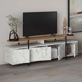 Έπιπλο τηλεόρασης Hanley λευκό εφέ μαρμάρου 160x35x48εκ