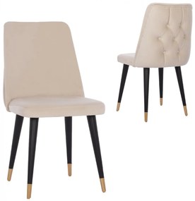 CHAIR “ADELINA”  ECRU VELVET WITH WOODEN LEGS 47x60x89,5H CM.