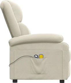 vidaXL Πολυθρόνα Μασάζ Ηλεκτρική Κρεμ Βελούδινη