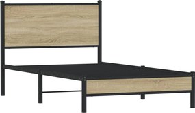 vidaXL Σκελετός Κρεβ. Χωρίς Στρώμα Sonoma Δρυς 100x190 εκ. Μεταλλικό