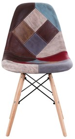 Καρέκλα CORYLOUS Patchwork Microfiber Ύφασμα/Ξύλο 51x46x82cm