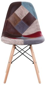 Καρέκλα CORYLOUS Patchwork Microfiber Ύφασμα/Ξύλο 51x46x82cm - 14590002