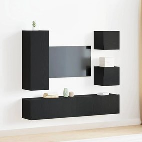 vidaXL Σετ Τηλεοπτικής Ντούσας 6 pcs Μαύρη δρυς 160 x 30 x 30.5 εκ.