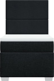 vidaXL Κρεβάτι Boxspring με Στρώμα Μαύρο 90x200 εκ. Υφασμάτινο
