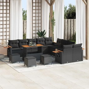 vidaXL Σετ Καναπέ Κήπου 14 pcs Μαύρο συνθετικό ρατάν