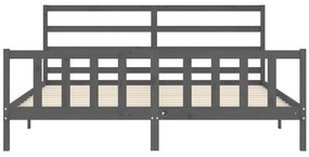 vidaXL Πλαίσιο Κρεβατιού με Κεφαλάρι Γκρι 200x200 εκ. Μασίφ Ξύλο