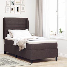 vidaXL Κρεβάτι Box Spring με Στρώμα Σκούρο Καφέ 90x190 εκ. Ύφασμα