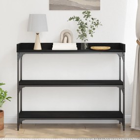 vidaXL Κονσόλα Μαύρη Δρυς 100x30x80 εκ. Επεξεργασμένου Ξύλου και Χάλυβα