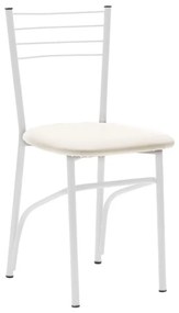 Καρέκλα "ΡΙΓΑ" από μέταλλο/τεχνόδερμα σε λευκό/εκρού χρώμα 40x36x83