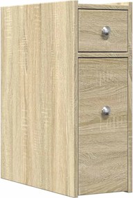 vidaXL Ντουλάπι Μπάνιου Στενό με Ροδάκια Sonoma Δρυς Επεξ. Ξύλο