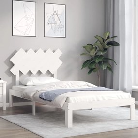 Πλαίσιο Κρεβατιού με Κεφαλάρι Λευκό 100x200 εκ. Μασίφ Ξύλο - Λευκό