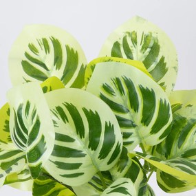 GloboStar® WHITE PEPEROMIA 78276 Τεχνητό Φυτό Πεπερόμια Λευκή - Μπουκέτο Διακοσμητικών Φυτών - Κλαδιών με Φύλλωμα Πράσινο - Λευκό Υ33cm