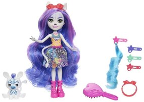 Κούκλα Μινιατούρα Με Μακριά Μαλλιά &amp; Φιγούρα Ζωάκι Enchantimals Glam HNV28 Purple Mattel