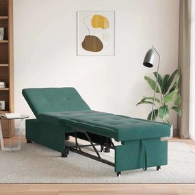 vidaXL Καναπές-κρεβάτι 3 σε 1 Pull-Out Σχεδίαση Σκούρο Πράσινο Βελούδο