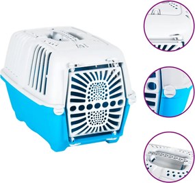 vidaXL Κλουβί Μεταφ. Κατοικίδιων Λευκό/Μπλε 55x36x36εκ Πολυπρ/λένιο