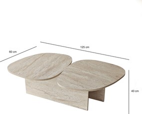Τραπεζάκι Σαλονιού Τραβερτίνη PREVAFE 125x60x38