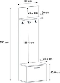 Έπιπλο εισόδου Track Megapap χρώμα καρυδί 60x38,2x190εκ.